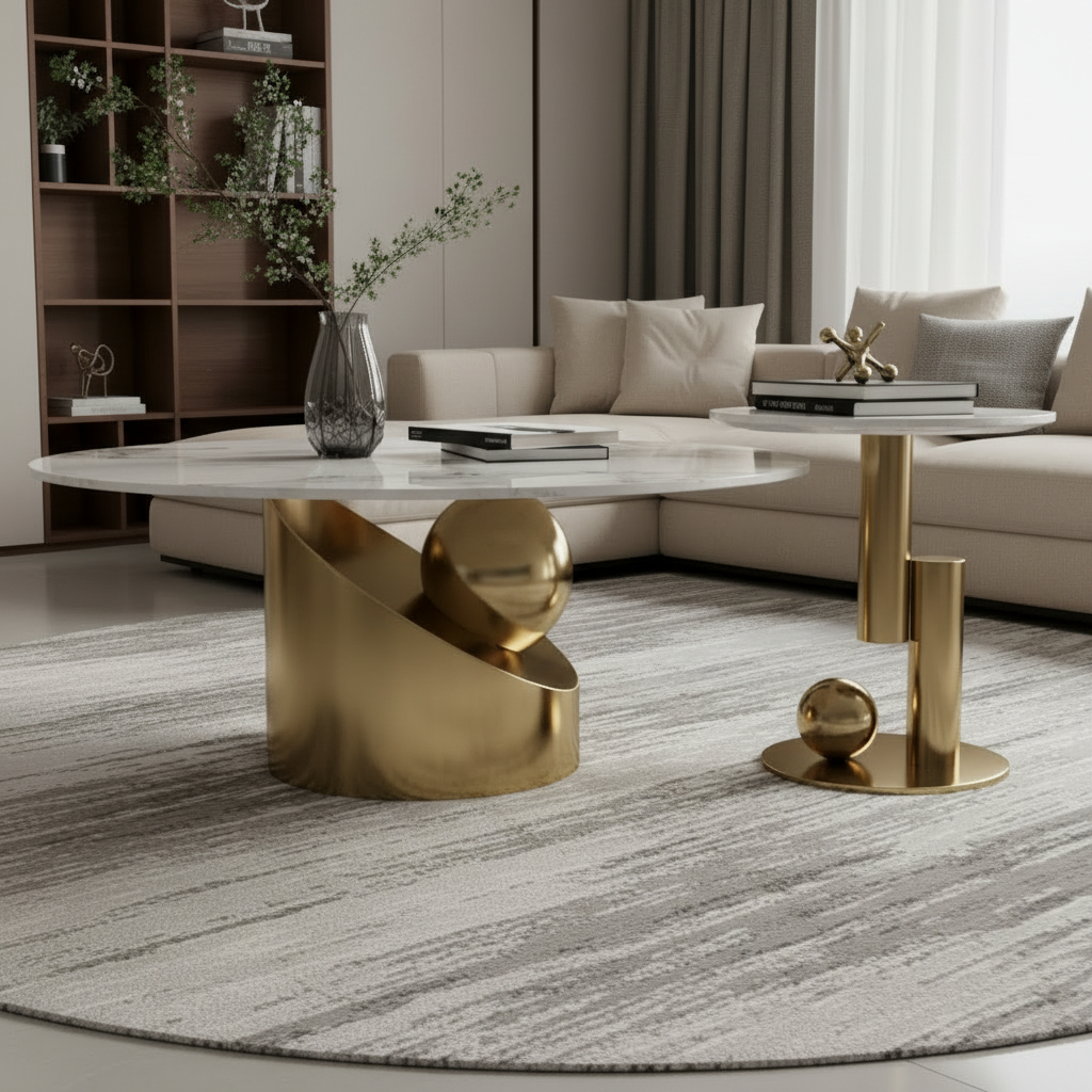 Sculptural Gold Marble Set - Image 3