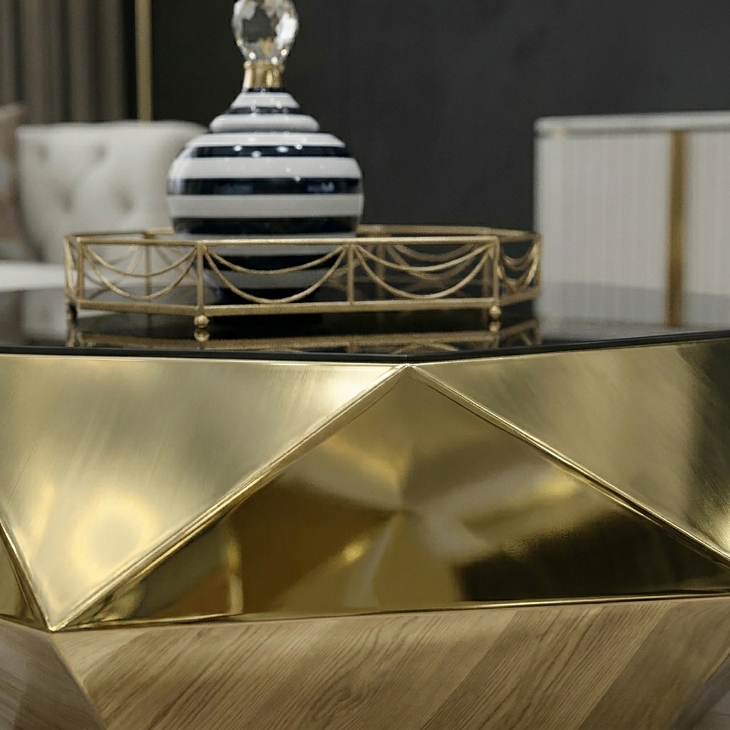 Geometric Gold Coffee Table - Image 4