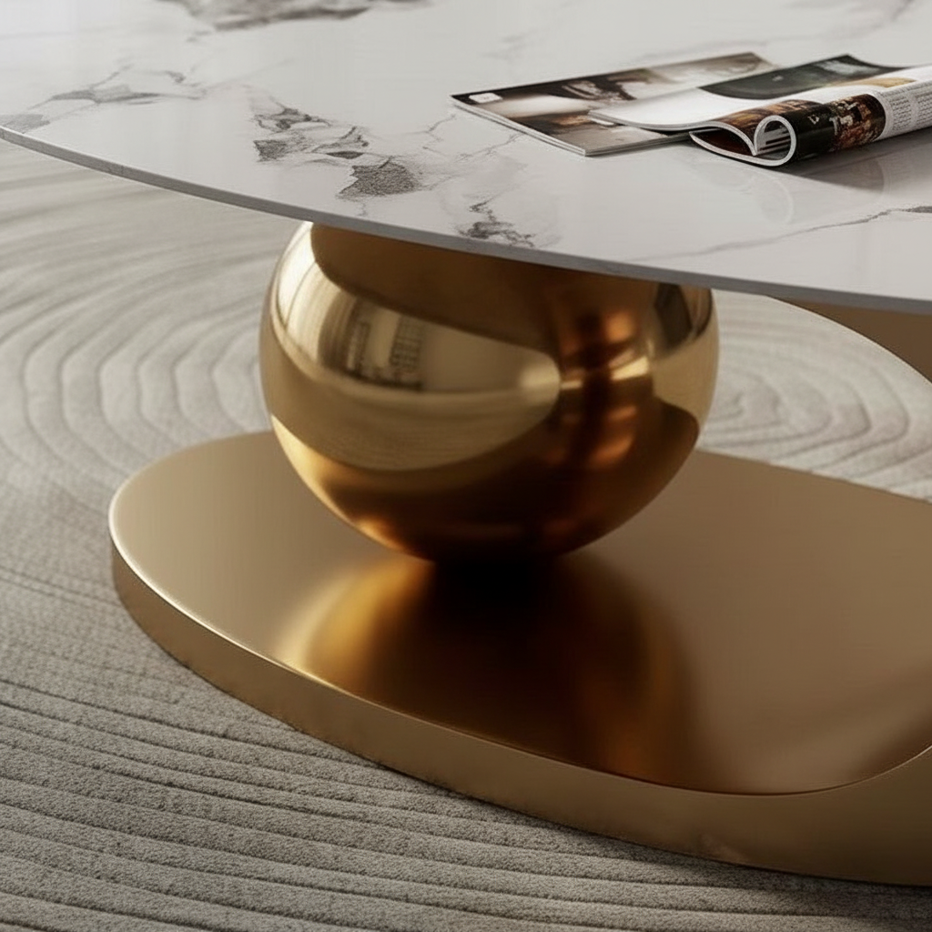 Curved Gold Oval Table - Image 4