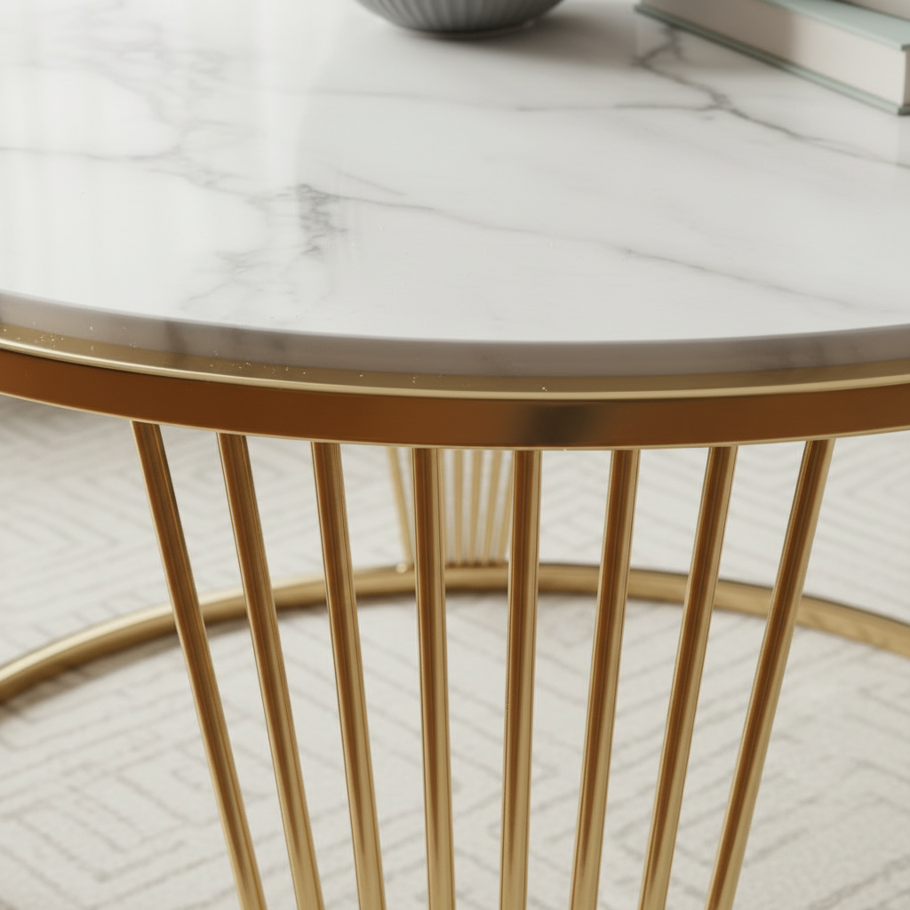 Round Gold Marble Table - Image 4