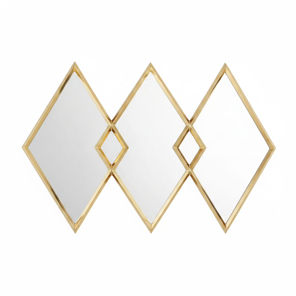 Tri-Diamond Luxe Wall Mirror Set – Radiant Gold Finish - Image 4