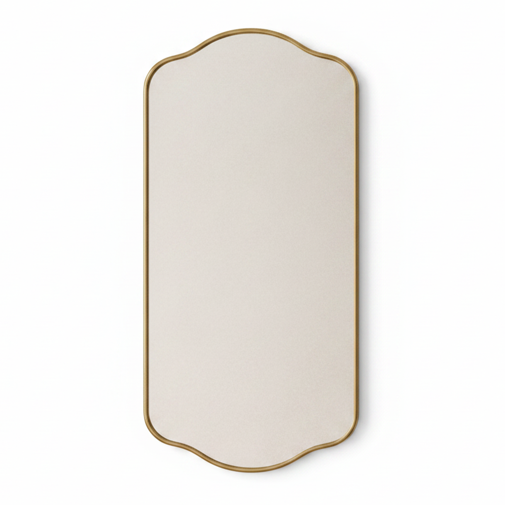 Full-Length Gold Wall Mirror with Scalloped Top and Bottom Edges - Image 4