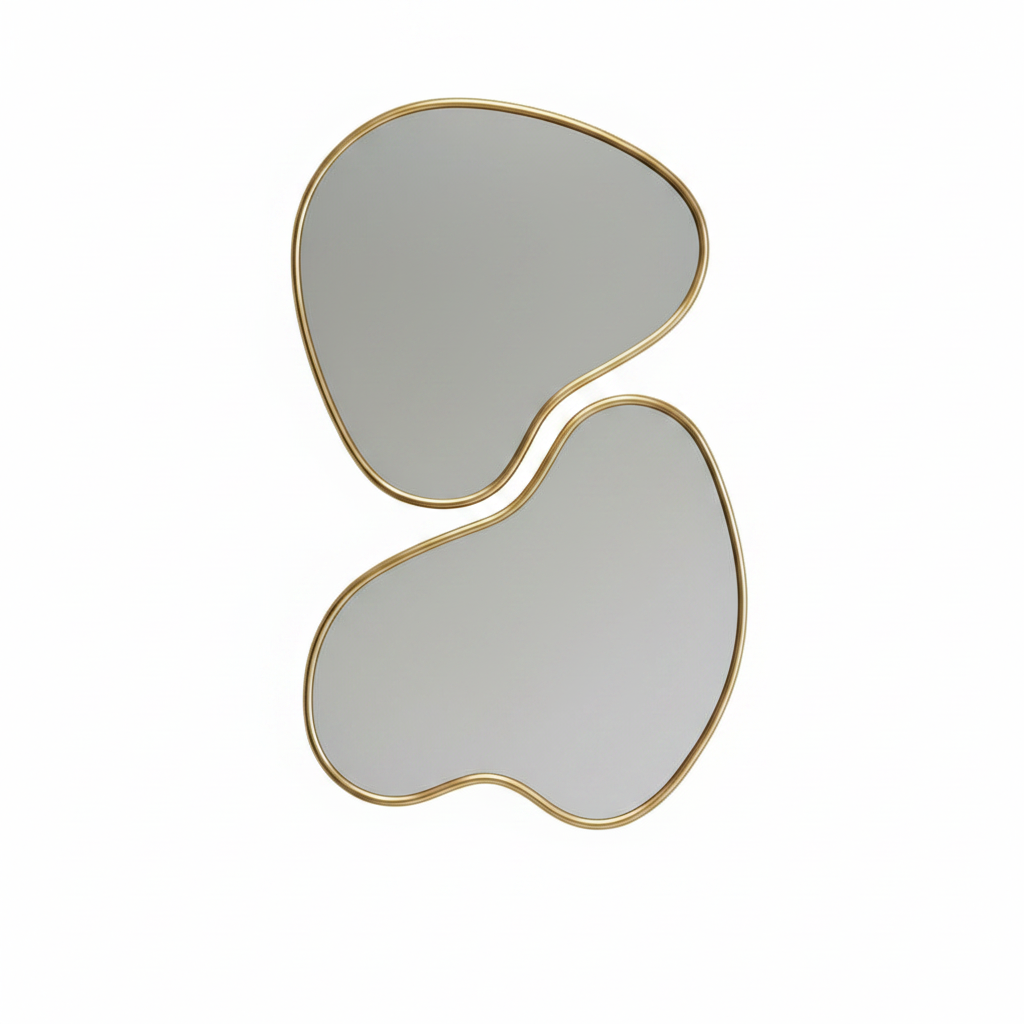 Large Two-Piece Interlocking Gold Wall Mirror – Organic Shapes - Image 4