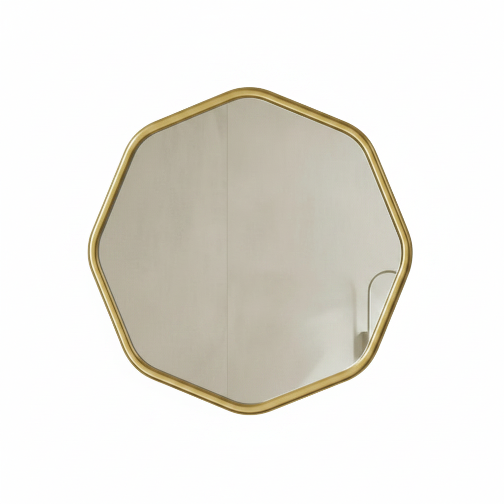 Modern Geometric Gold Wall Mirror – Soft-Edge Heptagon Frame Accent Mirror - Image 4
