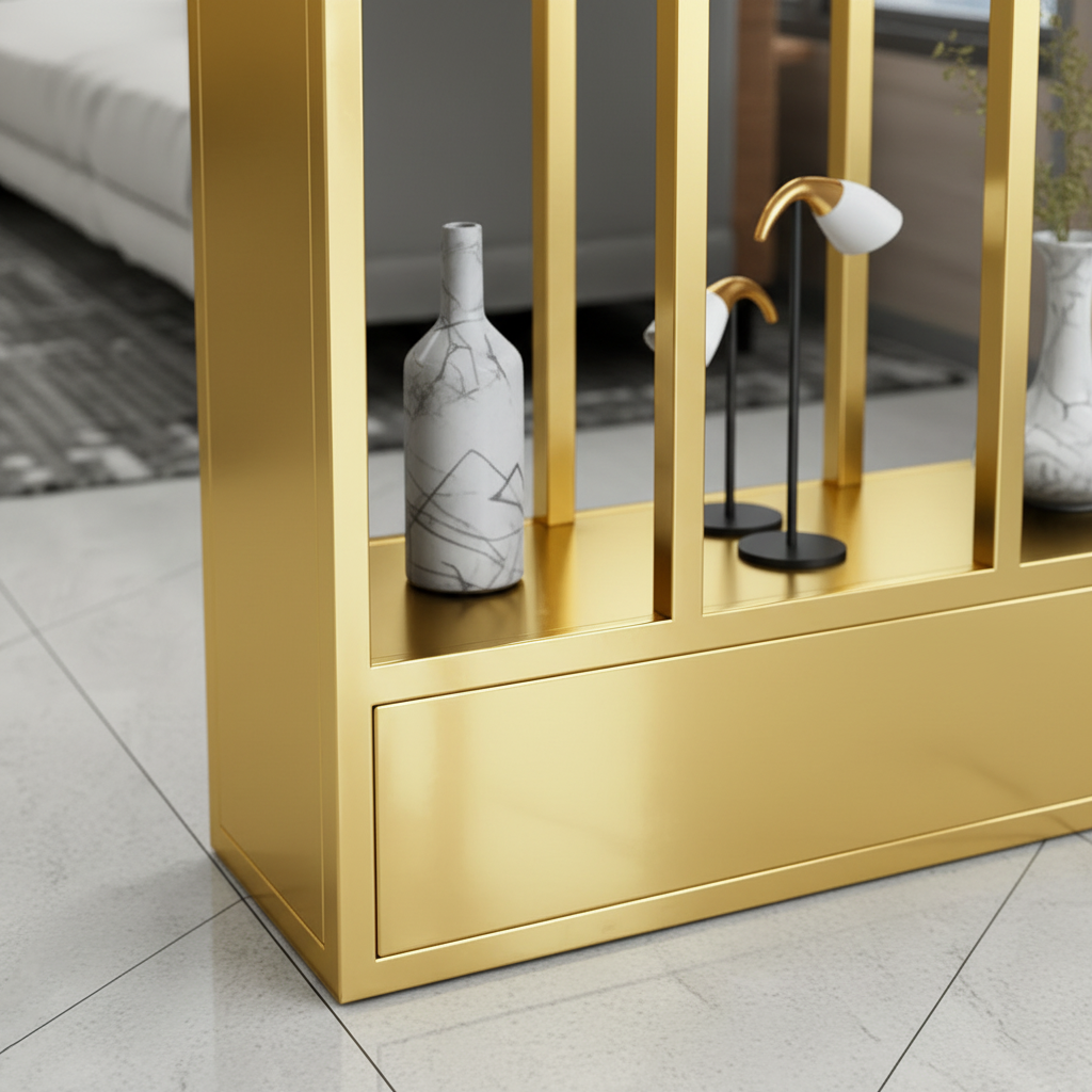 Premium Gold Column Partition – Luxury Multi-Tier Display Unit & Room Divider for Modern Spaces. - Image 4