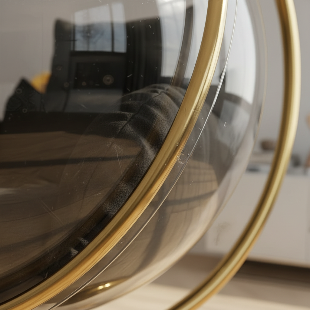 Modern Gold Bubble Swing Chair – Luxury Transparent Acrylic Hanging Globe Chair with Stand - Image 4