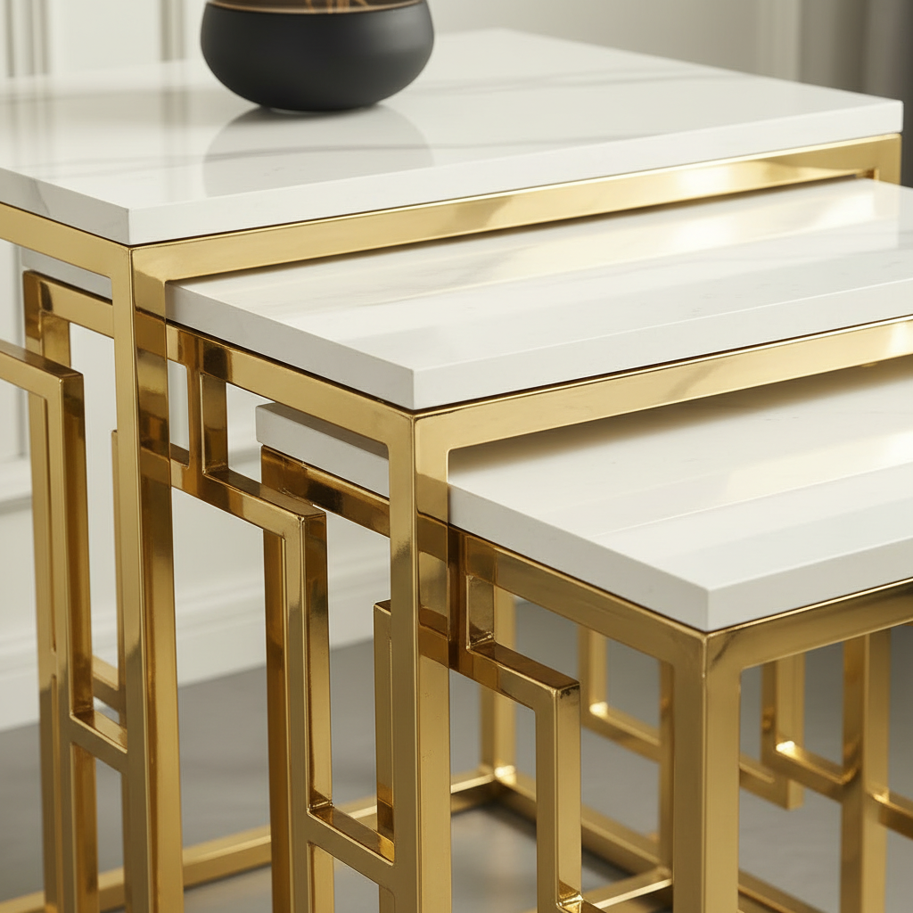 Nesting Geometric Gold Table Set - Image 5