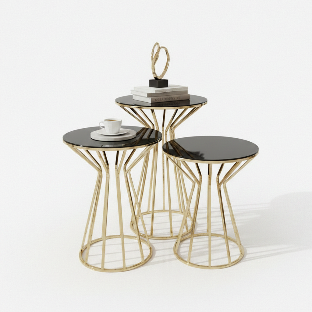 Modern Fluted Gold Side Set - Image 5