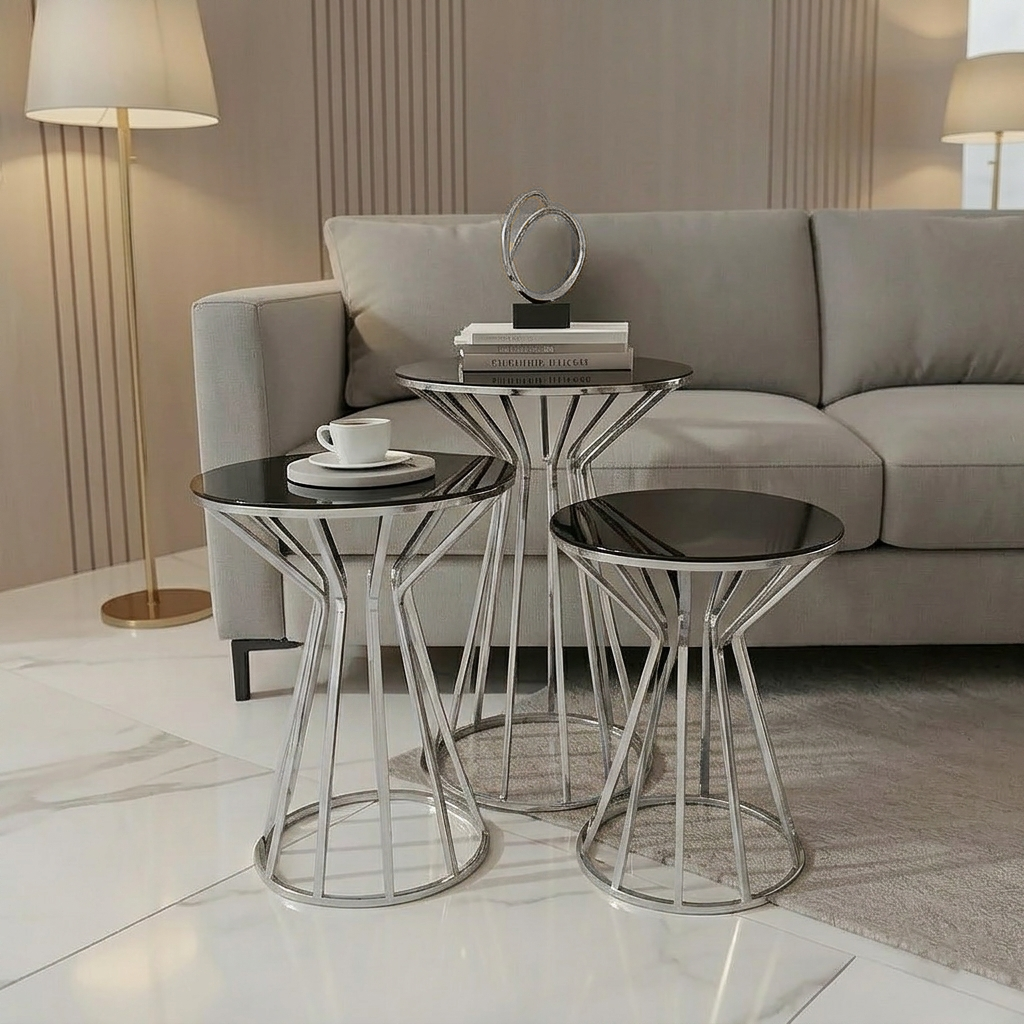 Modern Fluted Silver Side Set - Image 5