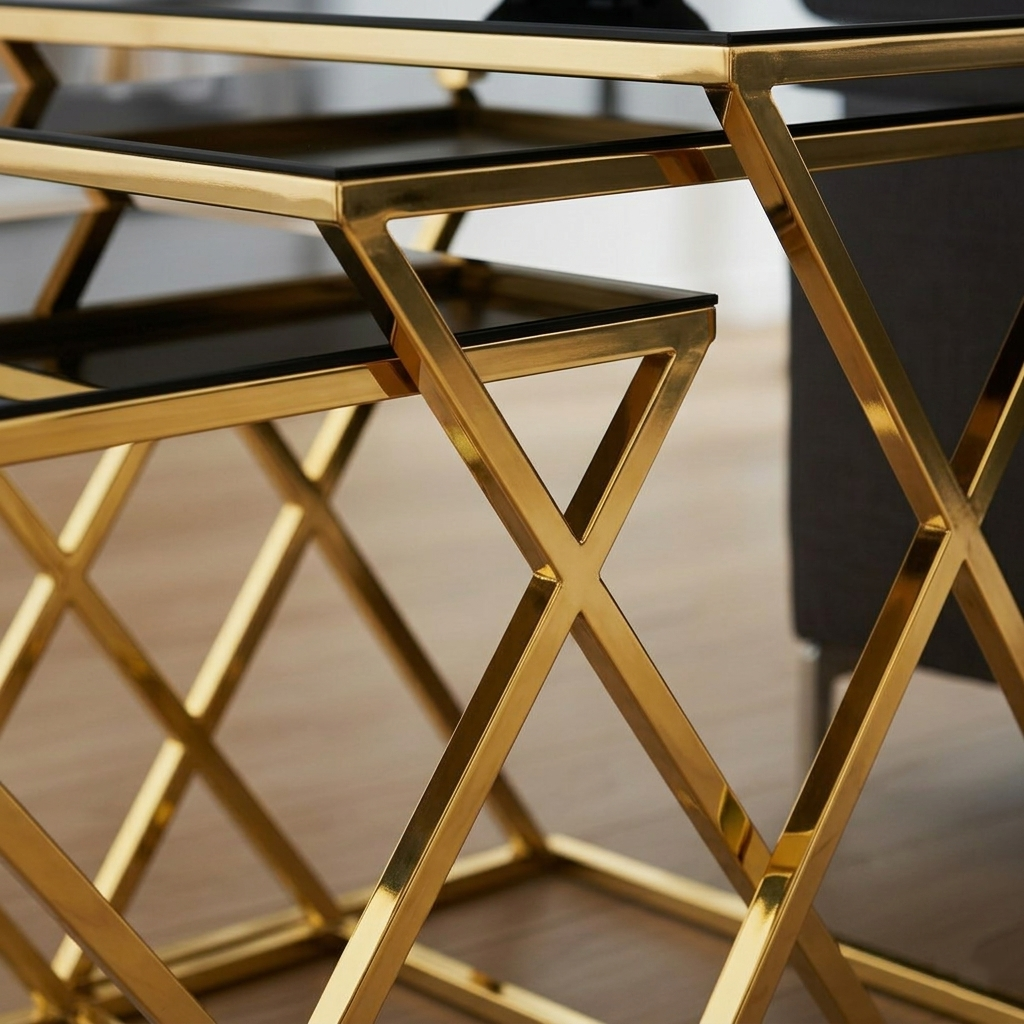 Nesting X-Frame Gold Side Set - Image 5