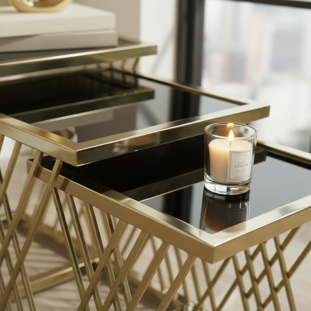 Nesting Hourglass Gold Side Set - Image 5
