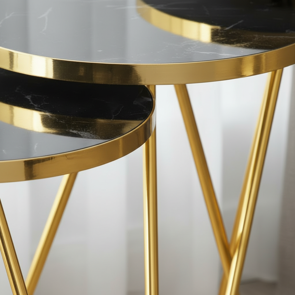 Nesting Tripod Gold Marble Set - Image 5