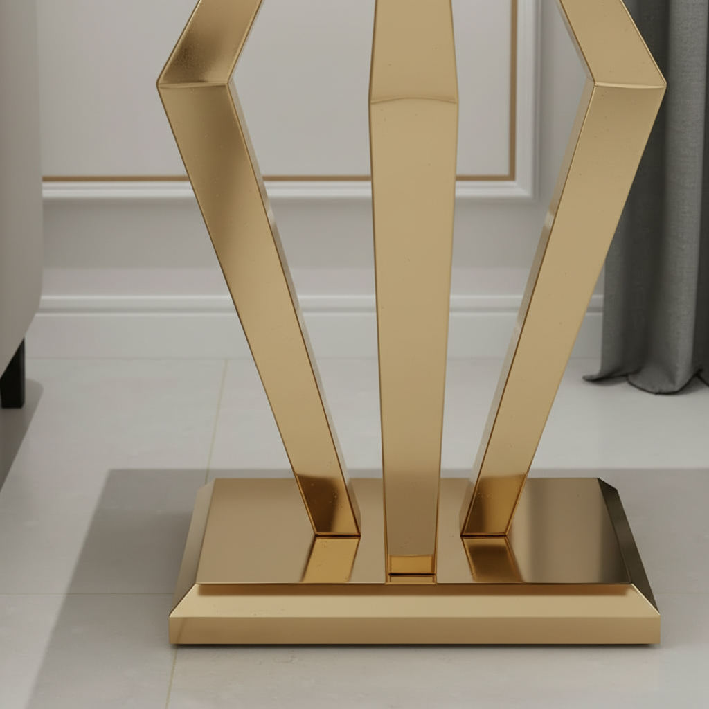 Geometric Gold & Black Marble Side Table - Image 5
