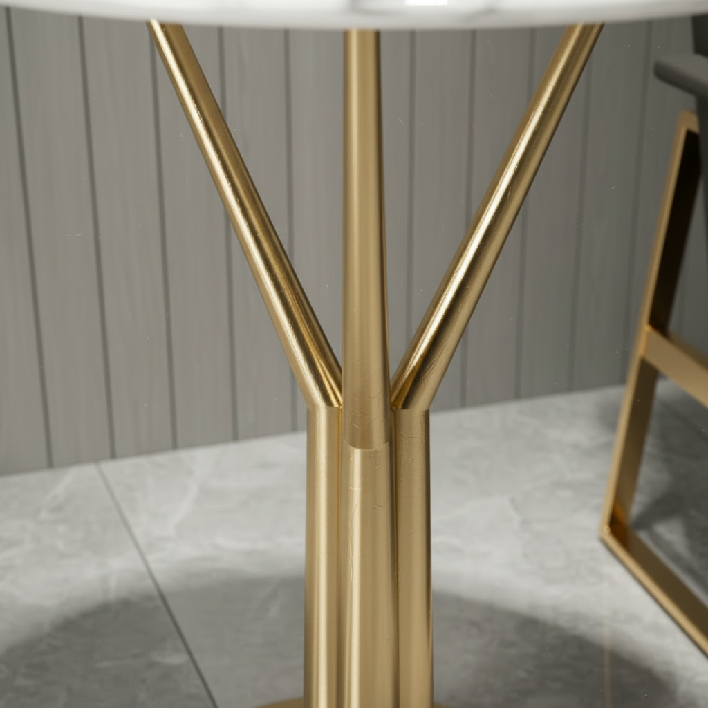 Modern Gold Branch White Marble Side Table - Image 5