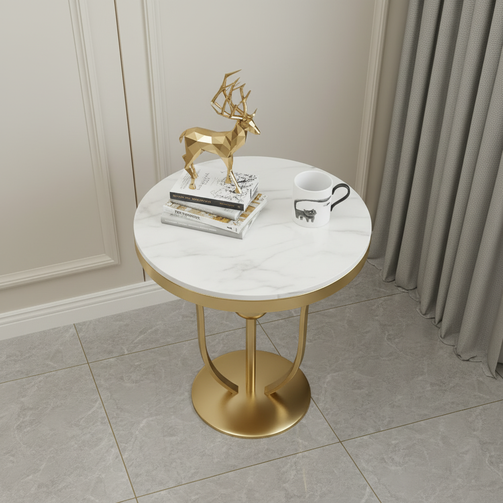 Modern Gold Orb Pedestal Side Table - Image 5