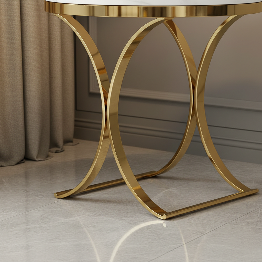 Modern Gold Orb Pedestal Side Table - Image 10