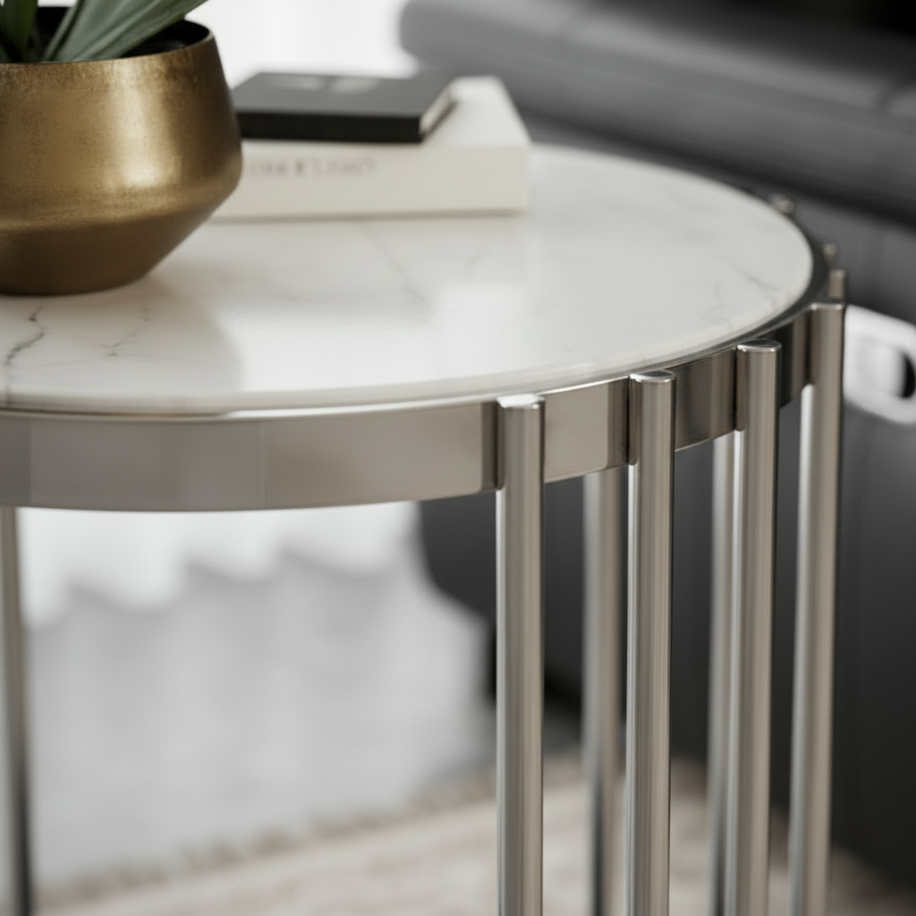Double-Tier Silver Slat Side Table - Image 5