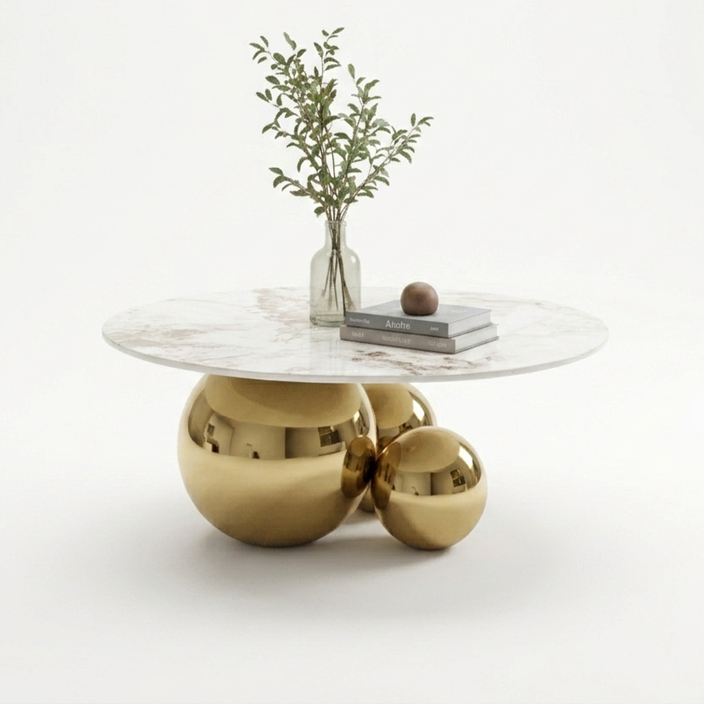 Spherical Gold Marble Table - Image 4