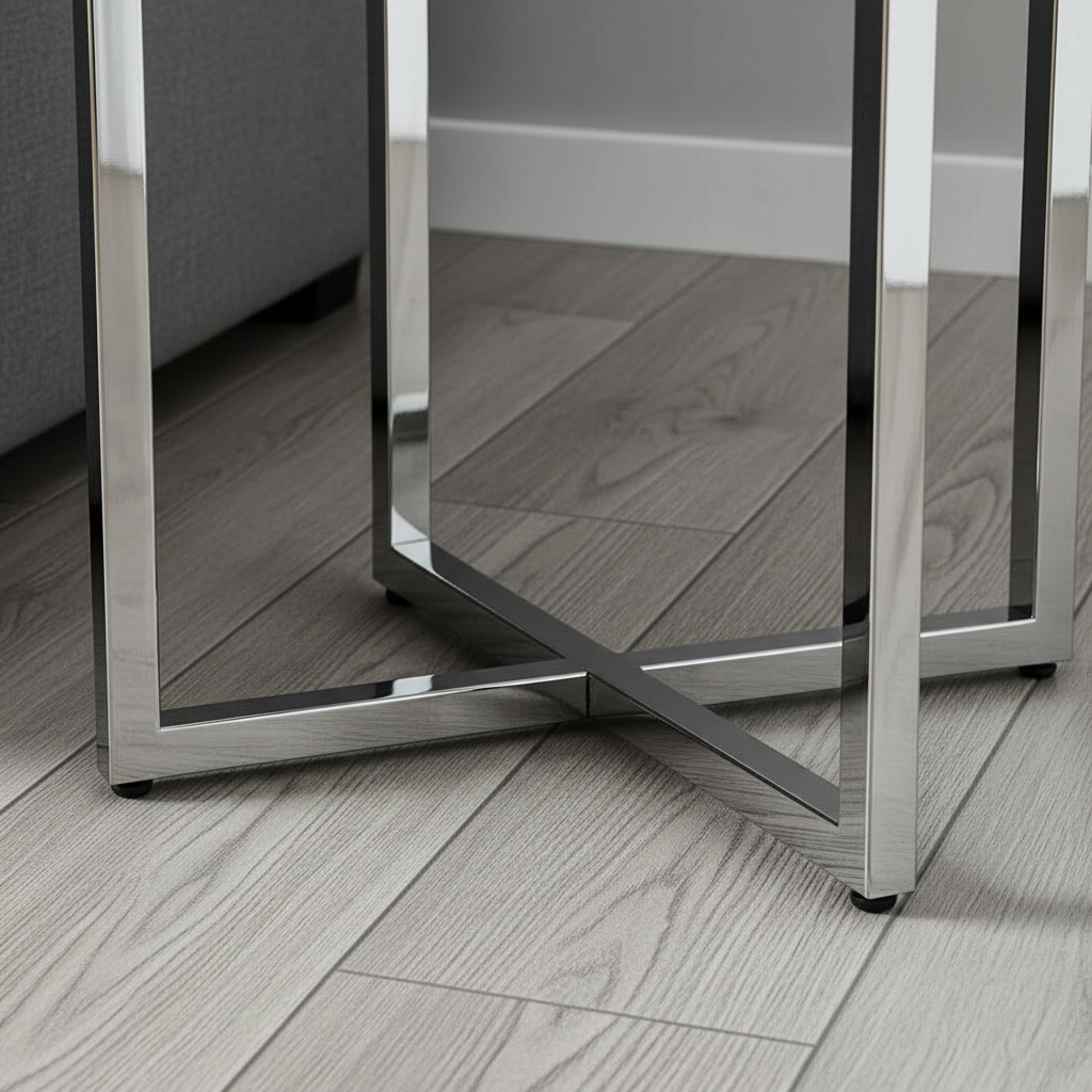 Minimalist Silver X-Frame Side Table - Image 4