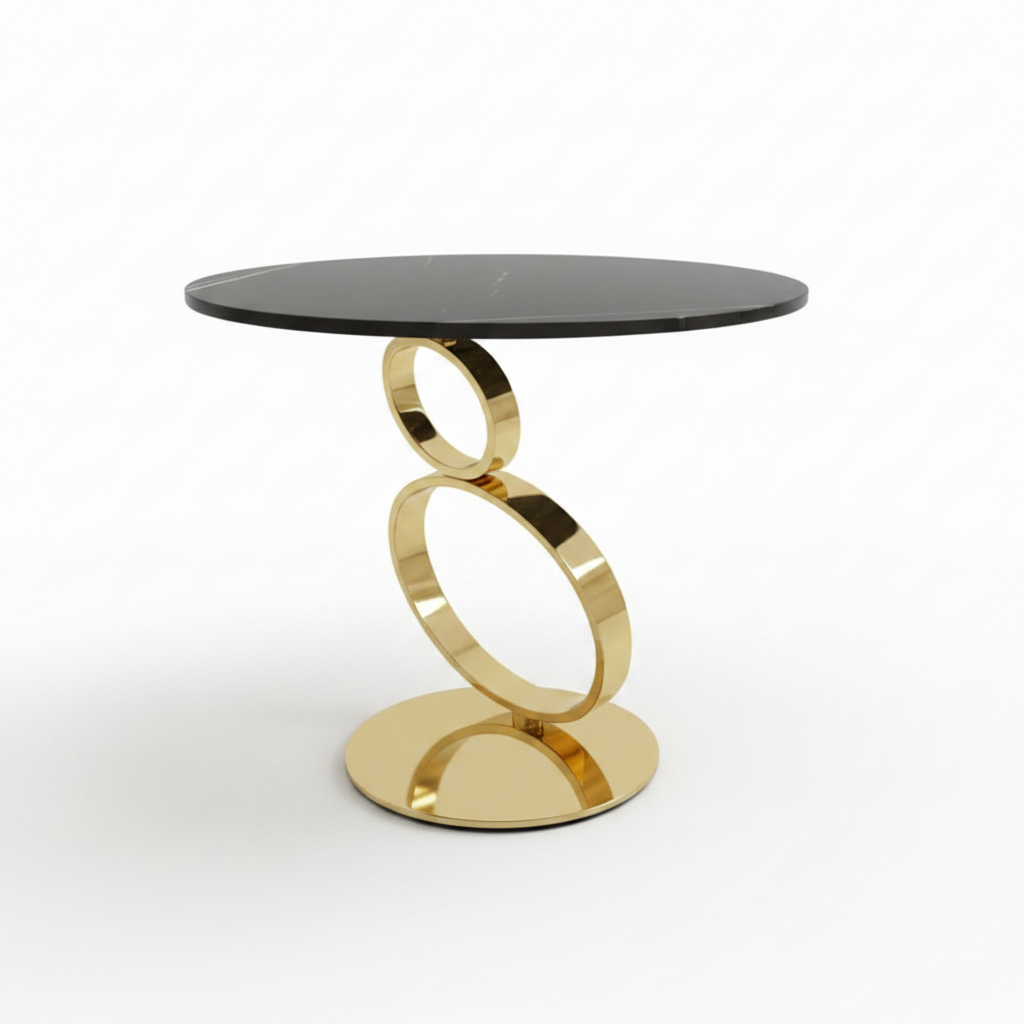 Gold Interlocking Loop Black Marble Side Table - Image 5