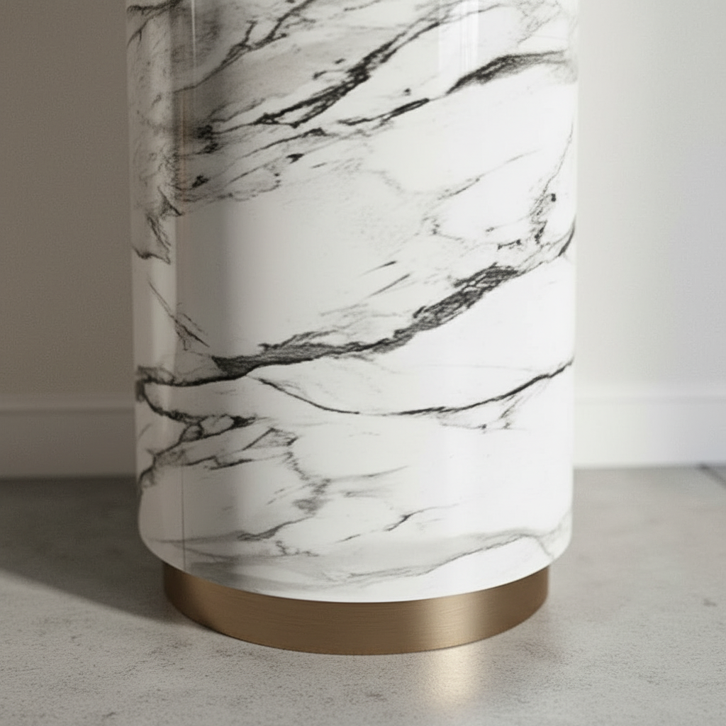 Gold & Marble Pillar Asymmetric Console Table - Image 5