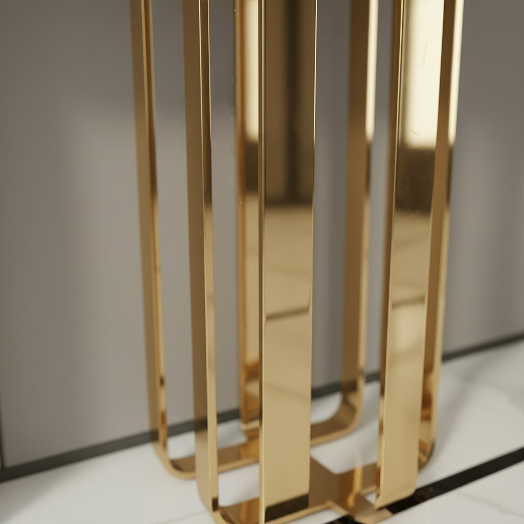Gold Slat & Marble Panel Console Table - Image 5