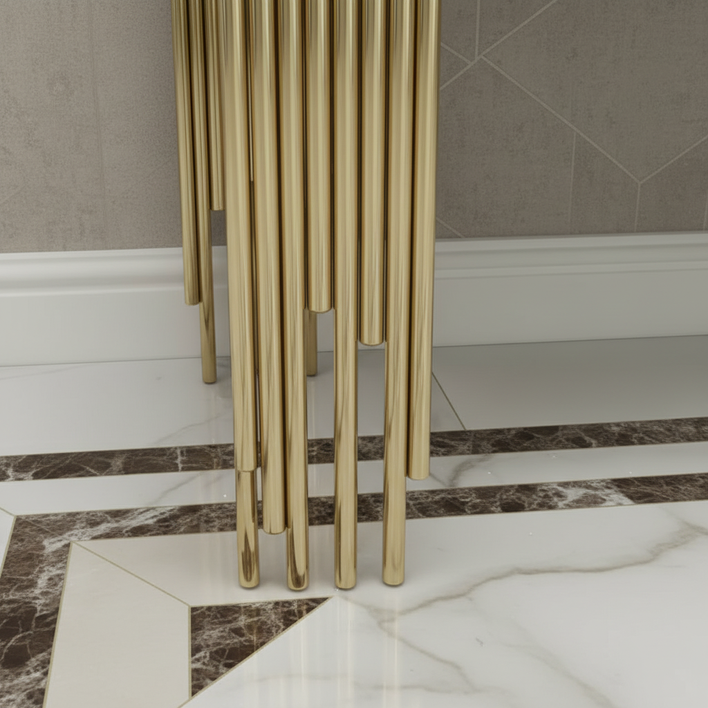 Gold & Black Slat-Leg Tiered Console Table - Image 5