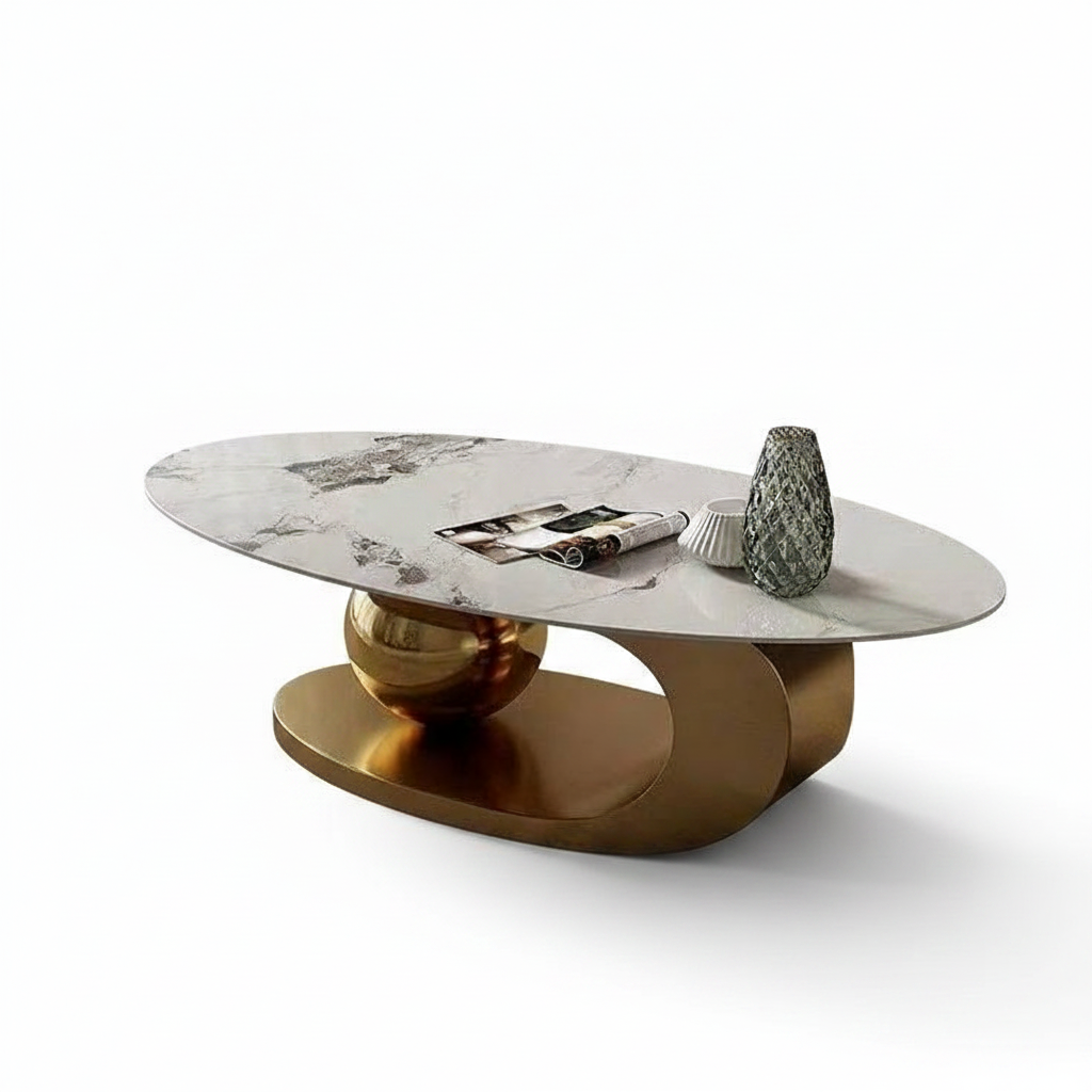 Curved Gold Oval Table - Image 5