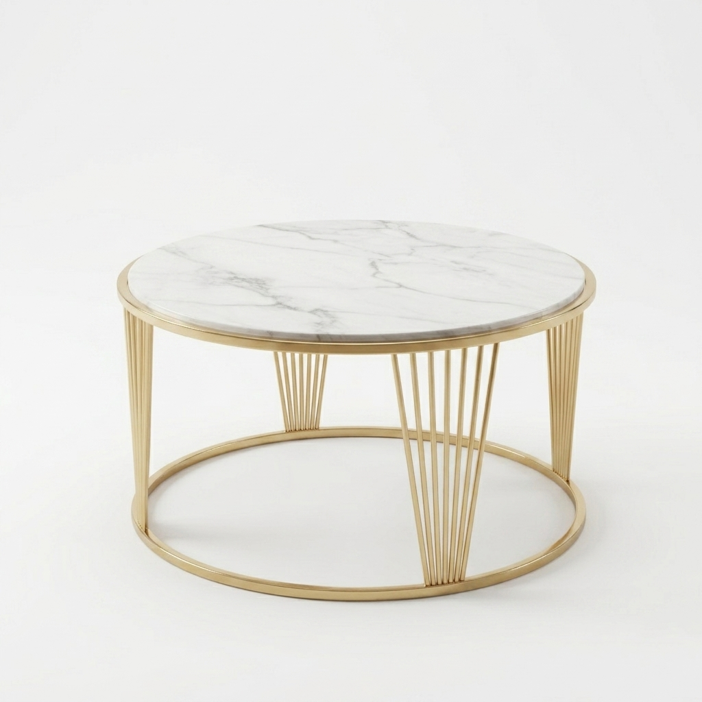 Round Gold Marble Table - Image 5
