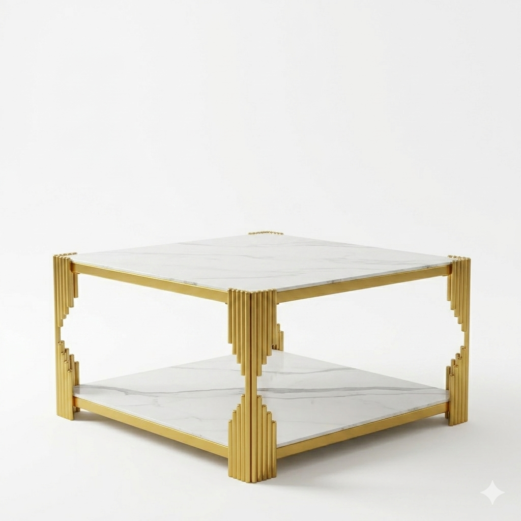 Square Gold Marble Table - Image 5