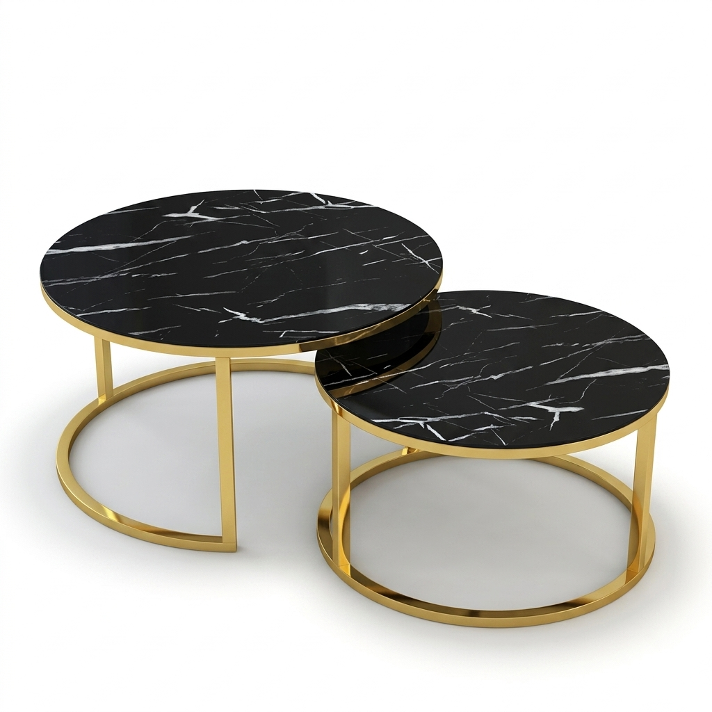 Nesting Black Marble Table Set - Image 6