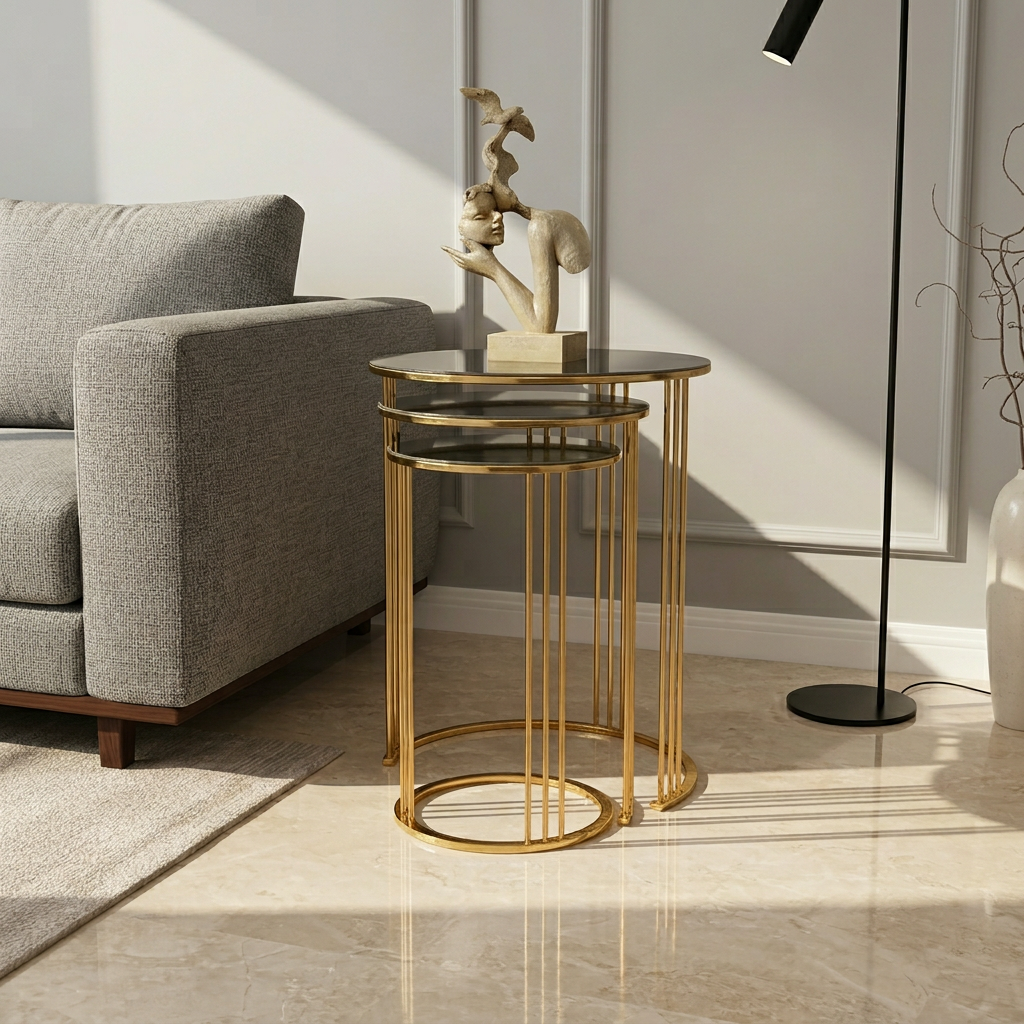 Nesting Gold Side Table Set - Image 6