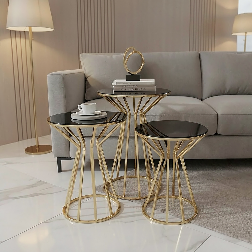 Modern Fluted Gold Side Set - Image 6