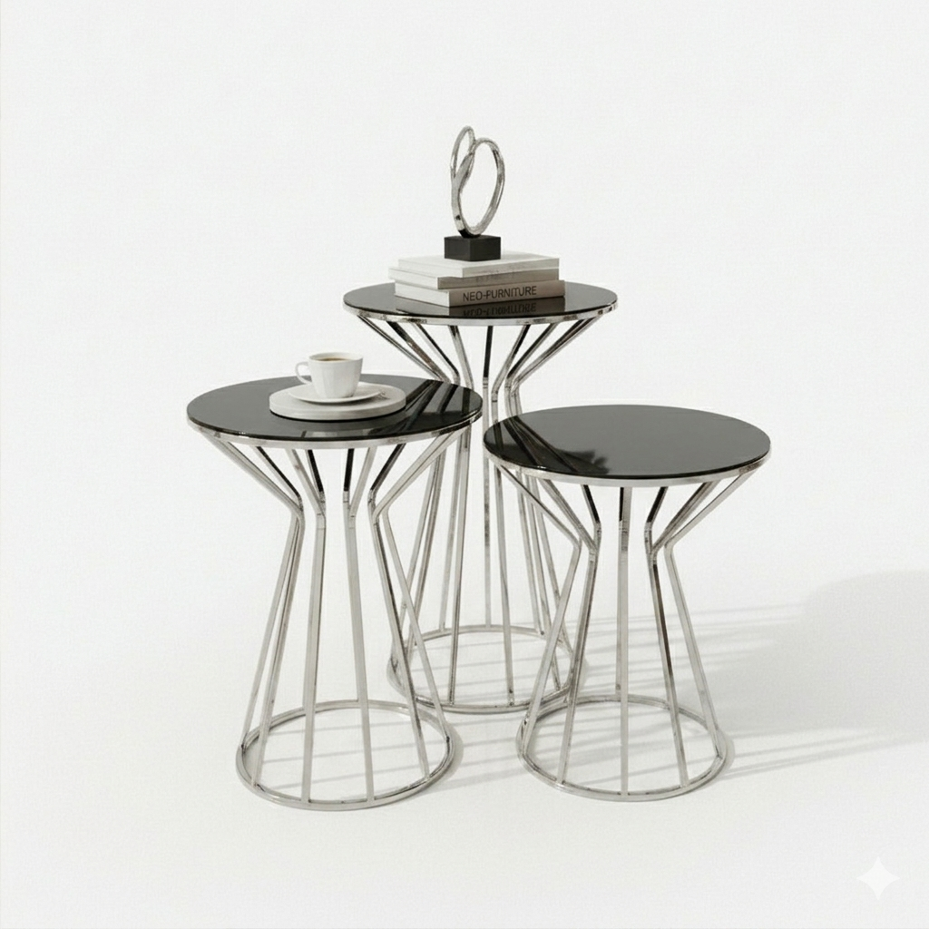 Modern Fluted Silver Side Set - Image 6