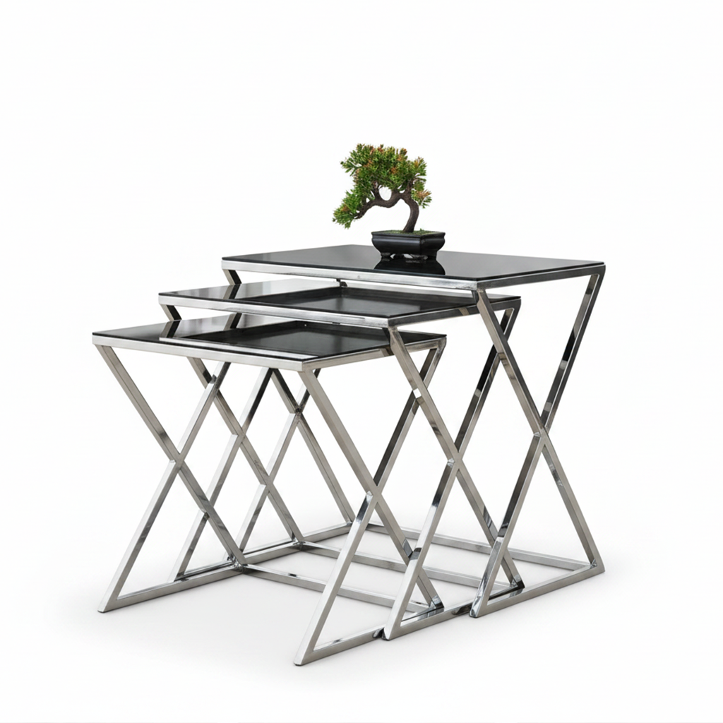 Nesting X-Frame Silver Side Set - Image 6