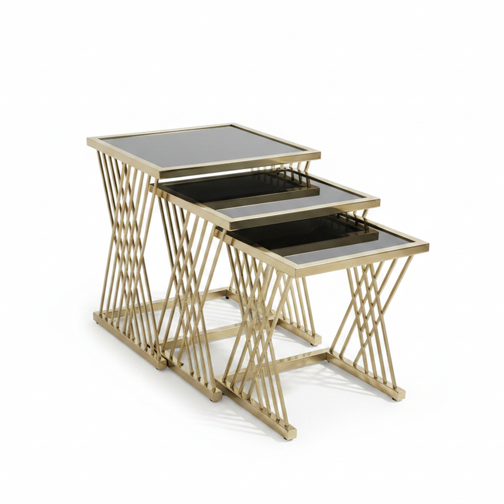 Nesting Hourglass Gold Side Set - Image 6