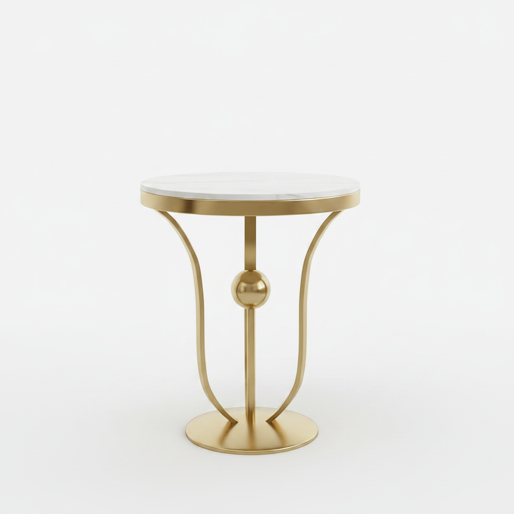 Modern Gold Orb Pedestal Side Table - Image 6
