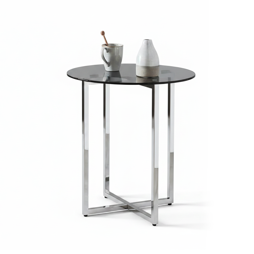 Minimalist Silver X-Frame Side Table - Image 5