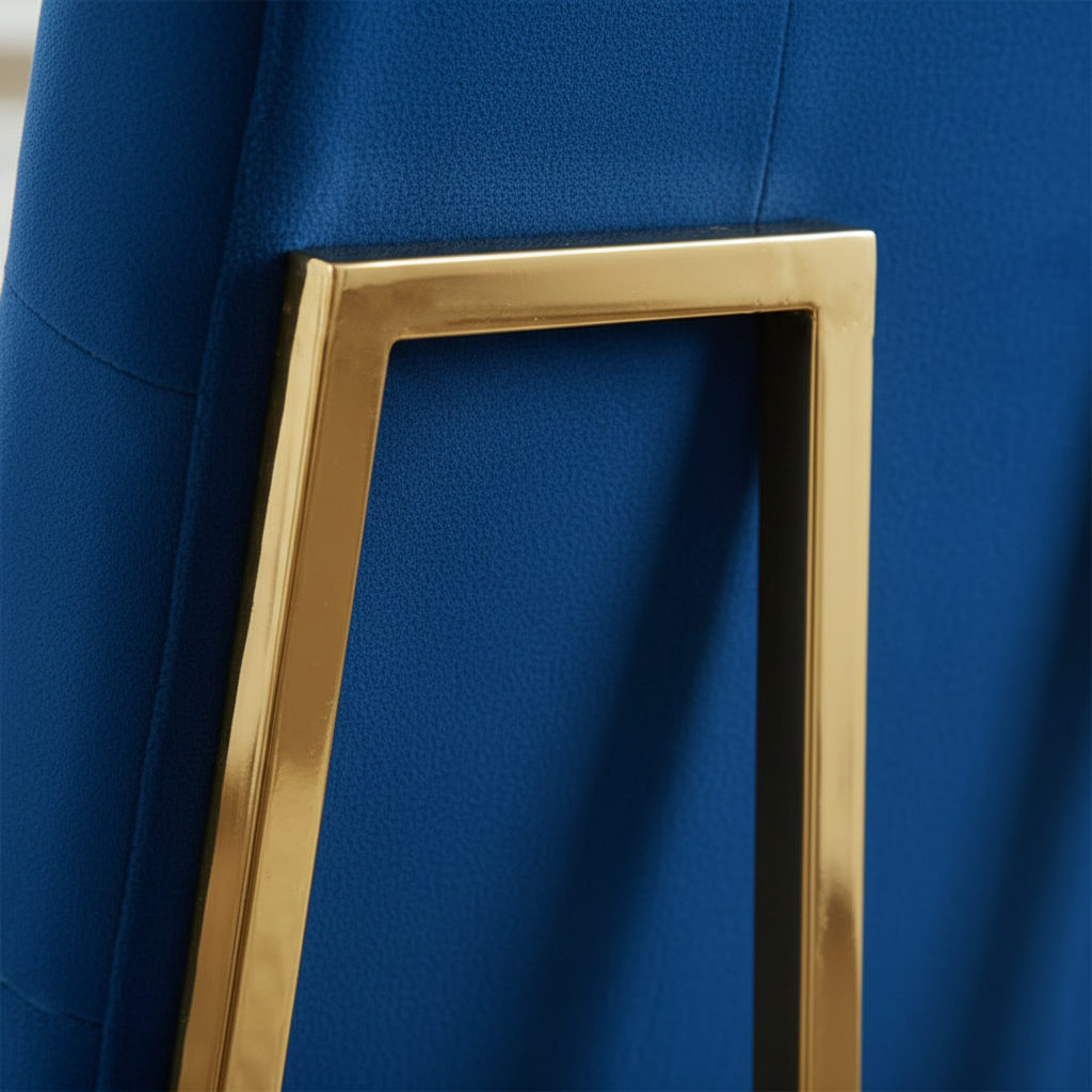Gold-Framed Royal Blue Velvet Tufted Dining Chair - Image 5