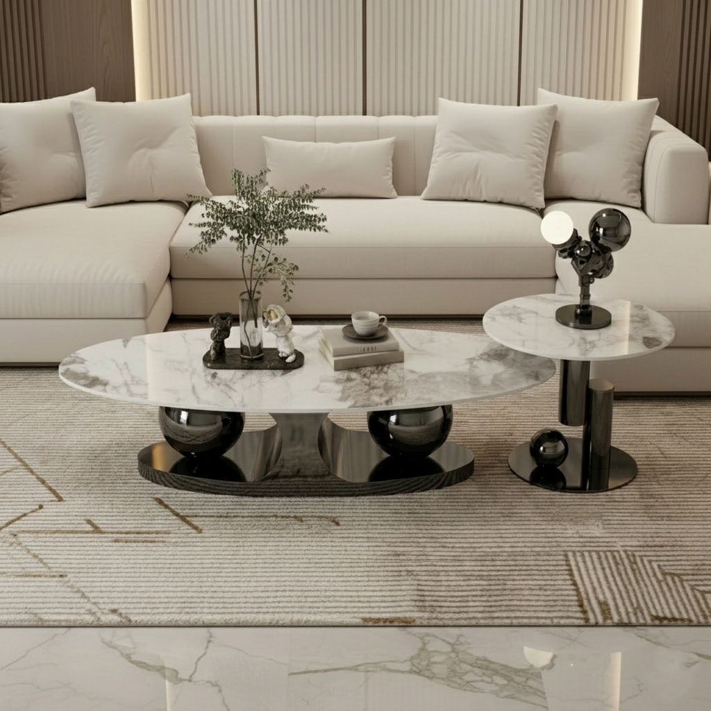 Modern Dark-Base Marble Set - Image 5