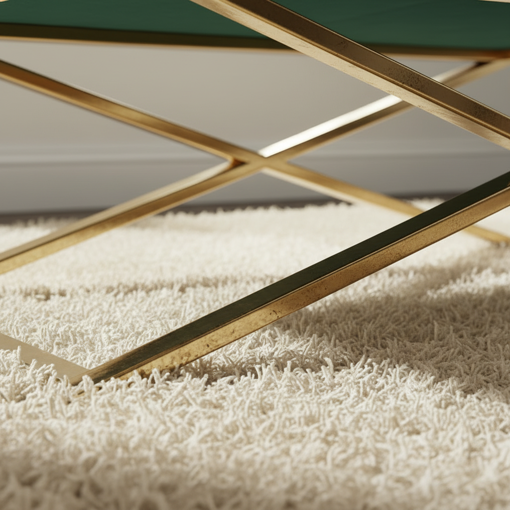 Modern Gold X-Frame Tufted Emerald Green Velvet Bench - Image 5