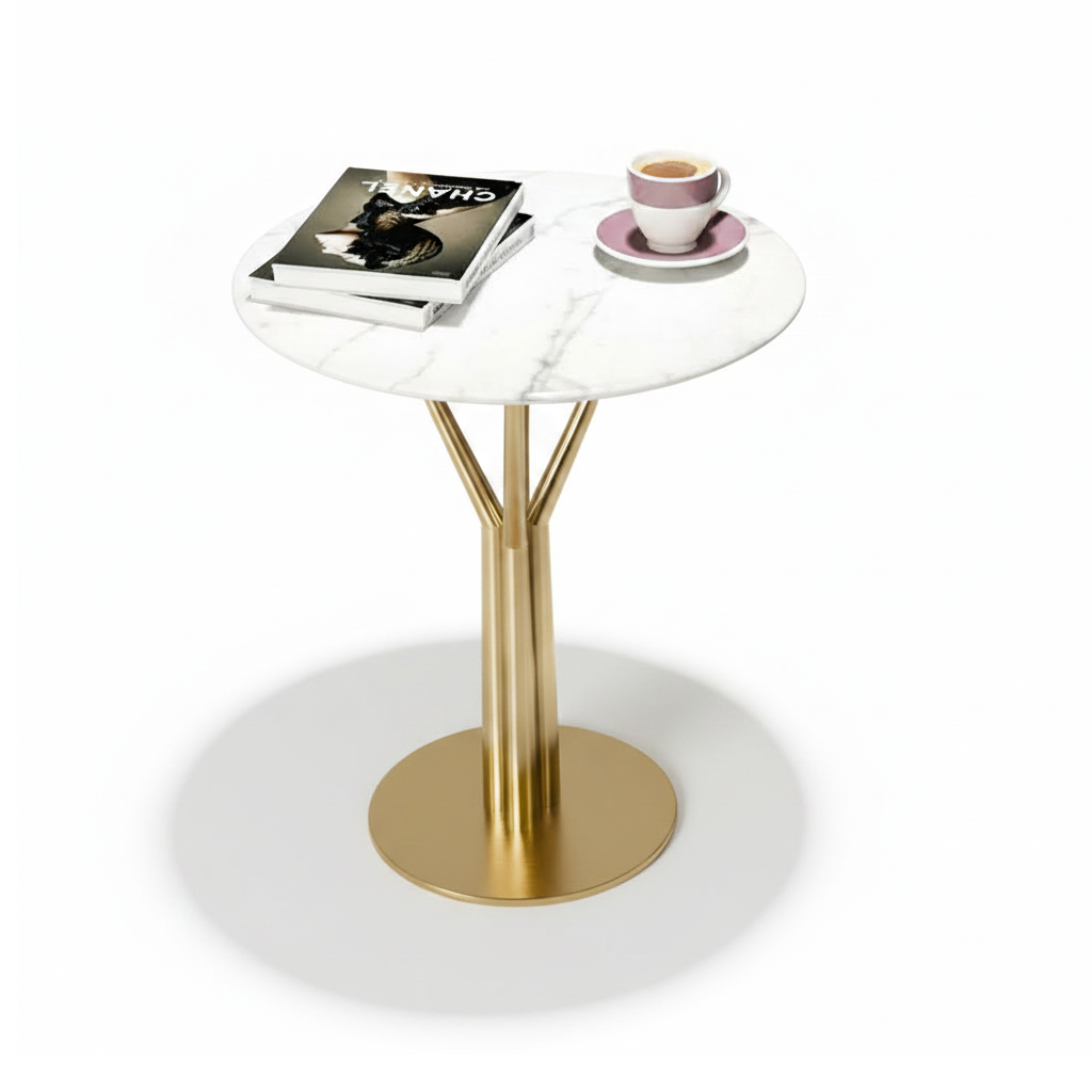 Modern Gold Branch White Marble Side Table - Image 7