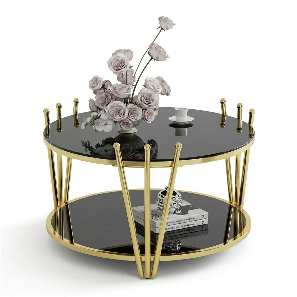 Double-Tier Black Glass Coffee Table - Image 6
