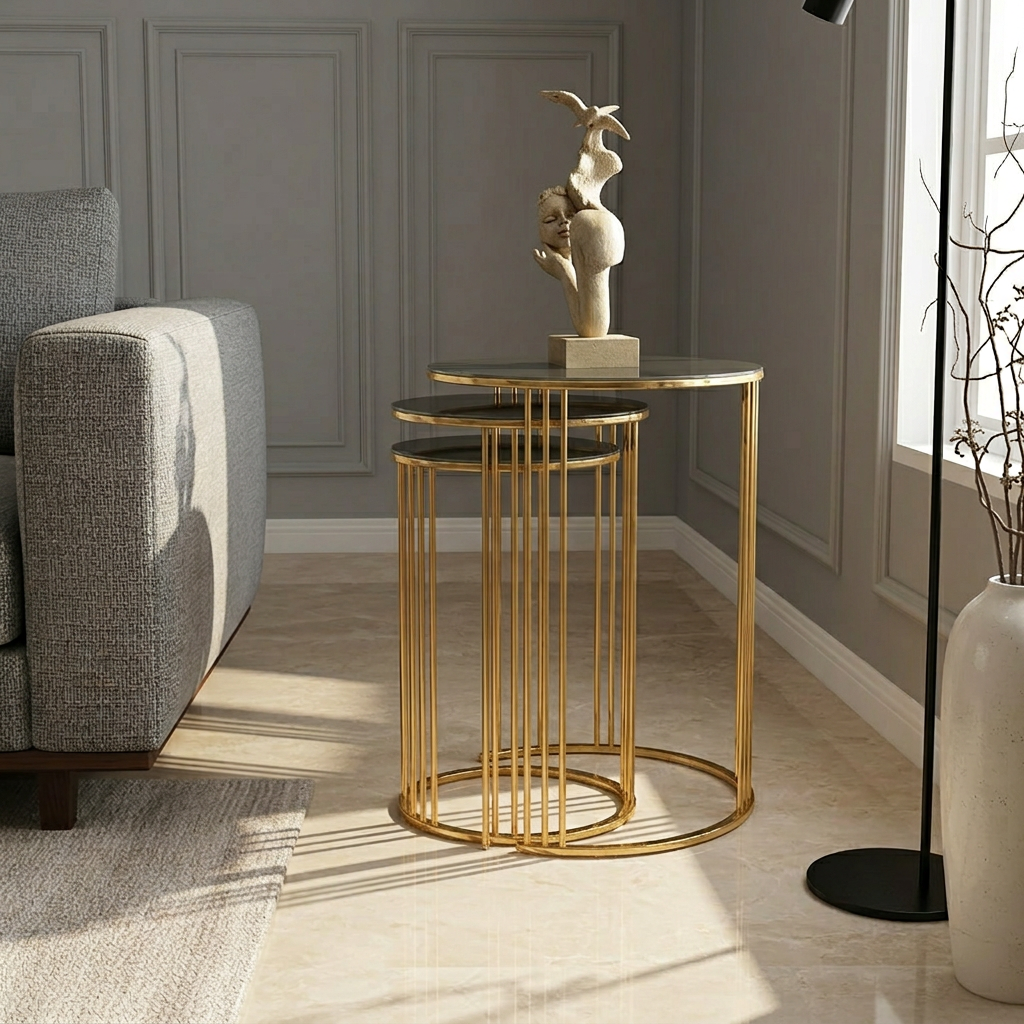 Nesting Gold Side Table Set - Image 7