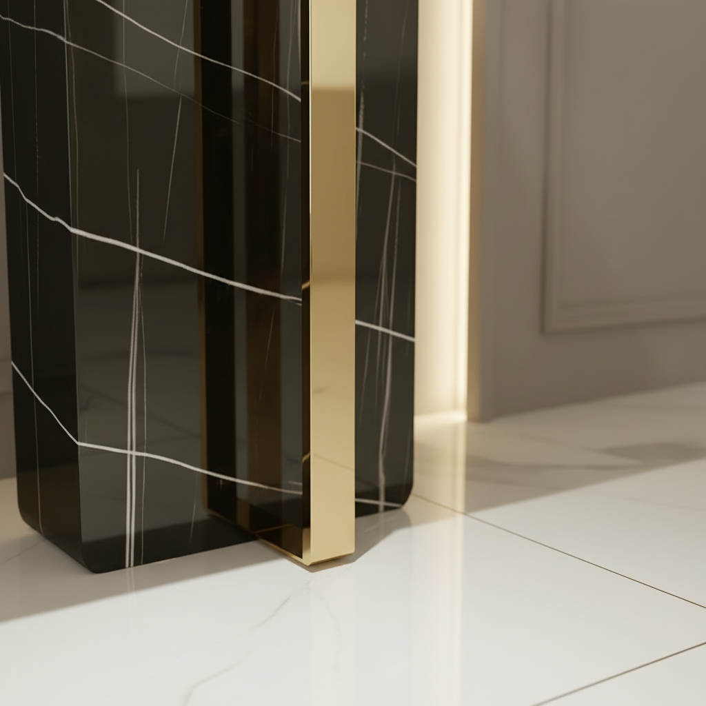 Gold & Black Marble Pillar Console Table - Image 8