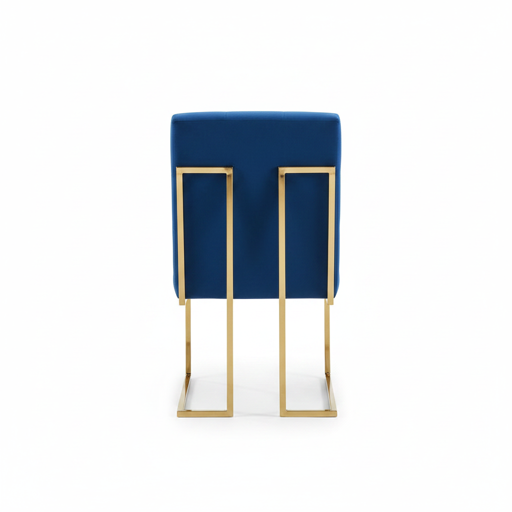 Gold-Framed Royal Blue Velvet Tufted Dining Chair - Image 7